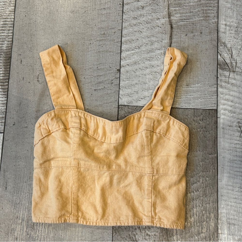 Abercrombie & Fitch Linen Cropped Tank Top